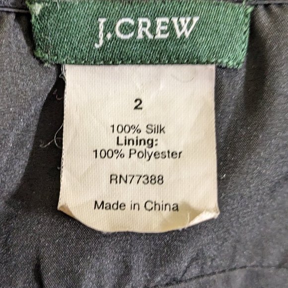 J. Crew 100% Silk Black w/Tan Polka Dots Strapless Midi Dress - size 2 - Picture 9 of 10